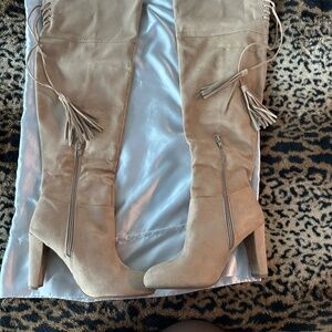 New Thigh Boots in color tan. Size 10